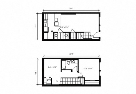 Stack House Apartments in Seattle, Washington 1x1.5 Townhome Floor Plan
